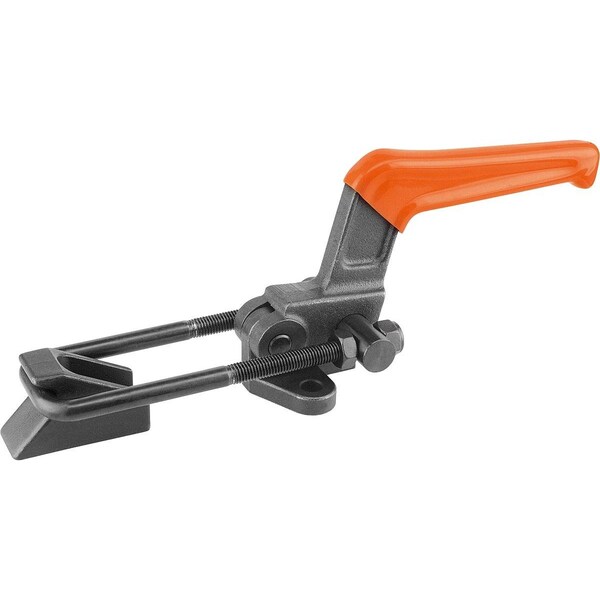 Latch-Action Clamp Steel, With Fixed Jaw, Comp:Plastic, Comp:Orange